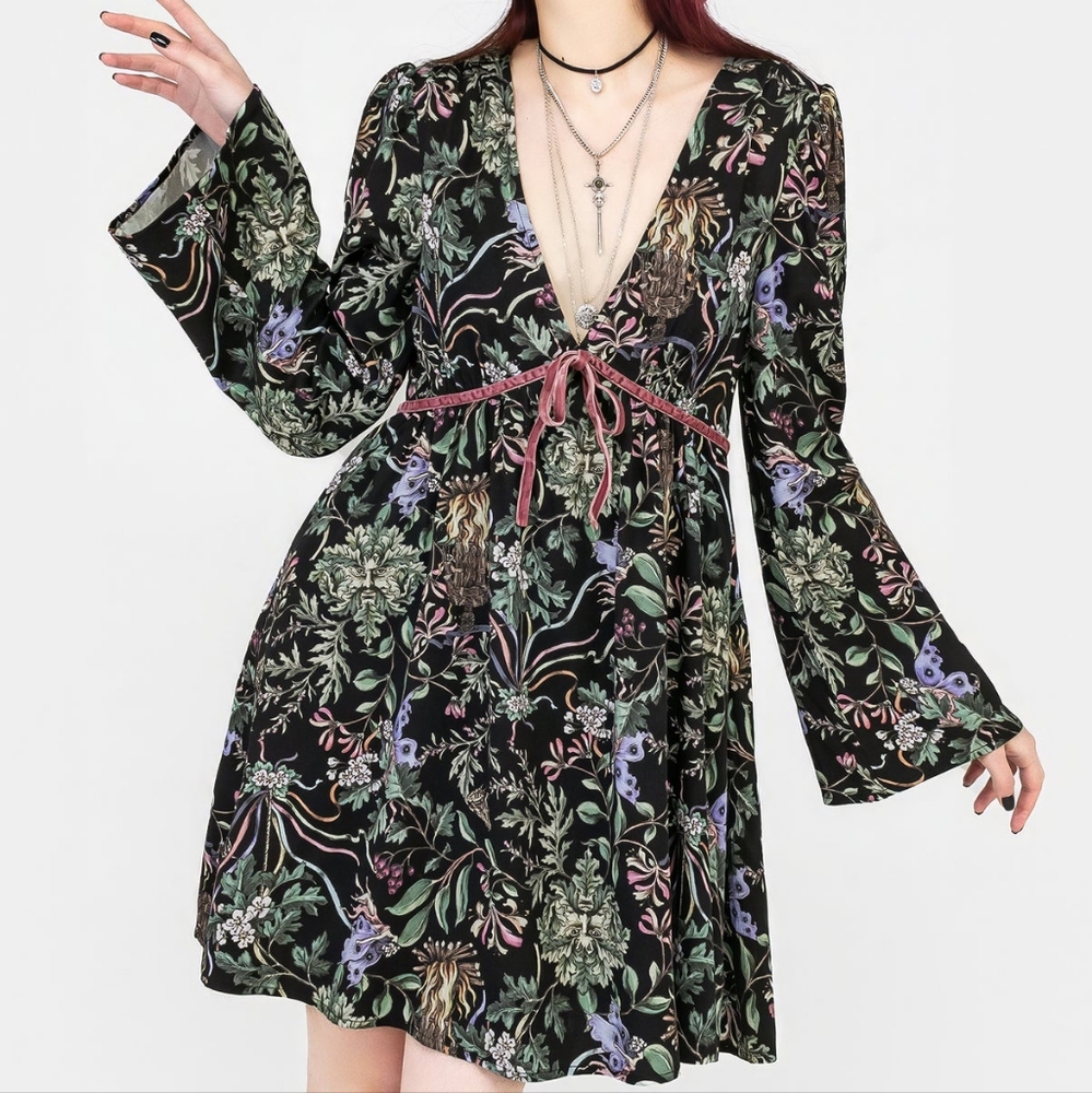 Disturbia Beltane Flute Sleeve Mini Dress
